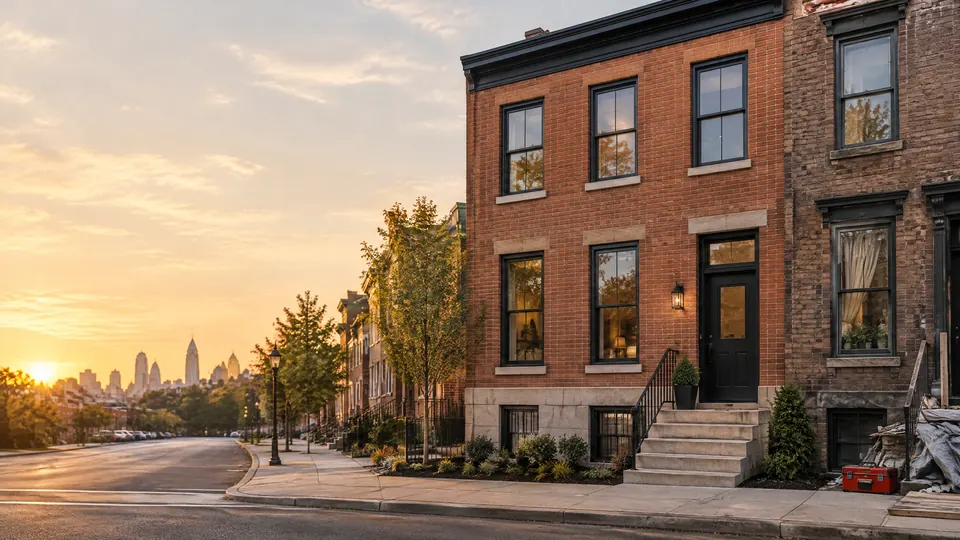 Casa urbana renovada que representa una estrategia de inversión fix-and-flip